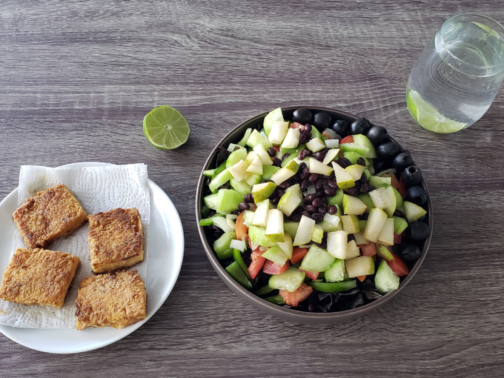 The Best Crispy Fried Tofu & Lime Red Kale Salad - Adaeze Eats